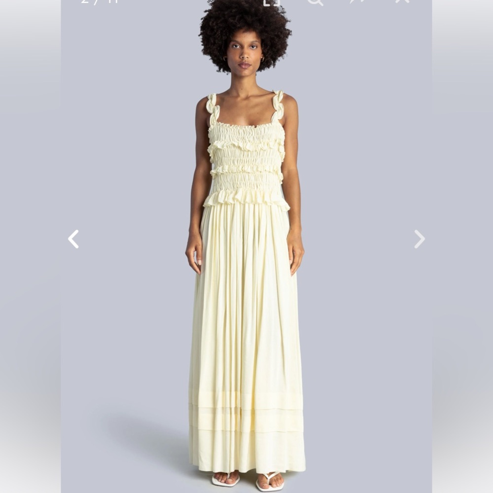 Esthe Linen Ruffle Maxi‎ Sundress Yellow Medium Large